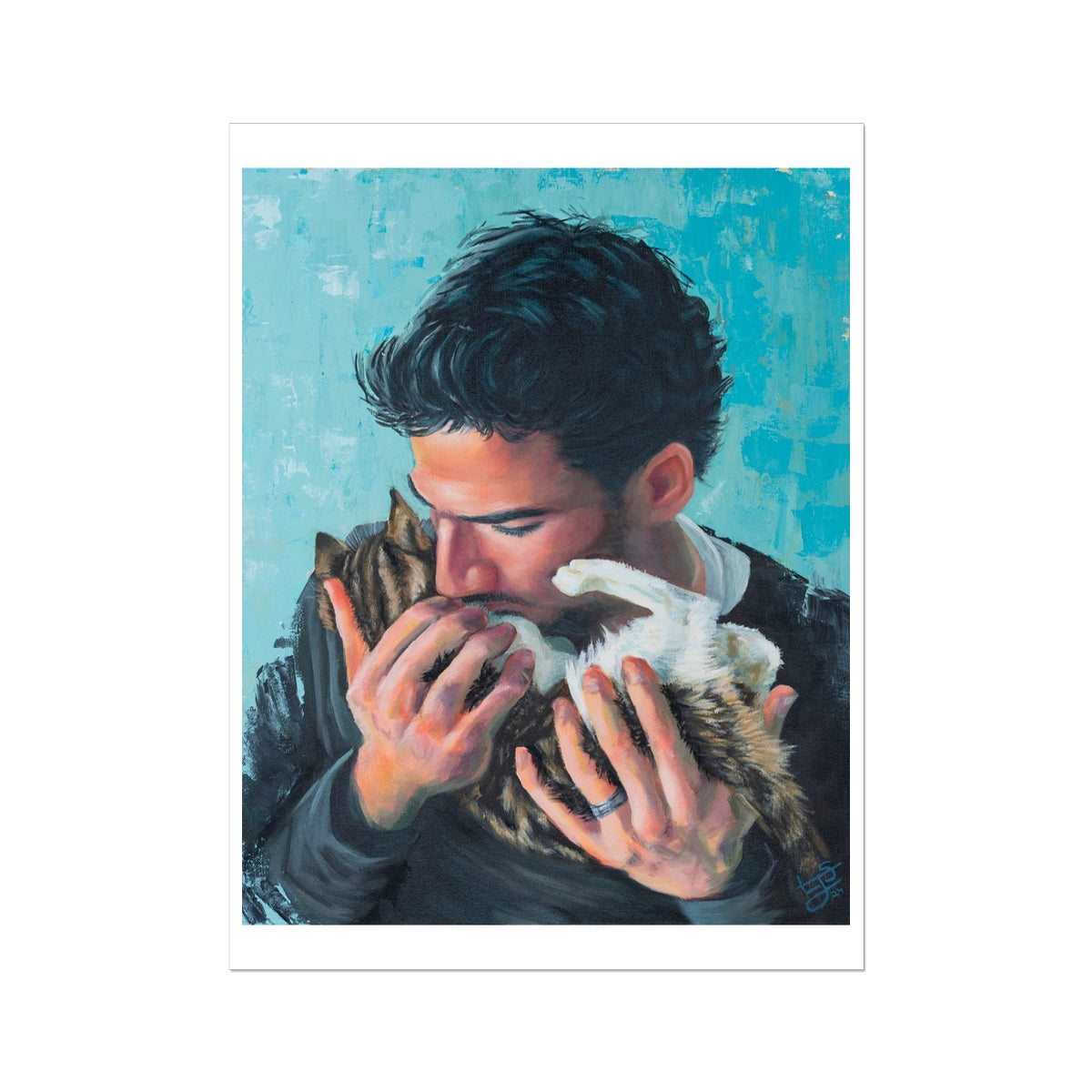 "A Man and His Cat" Fine Art Print